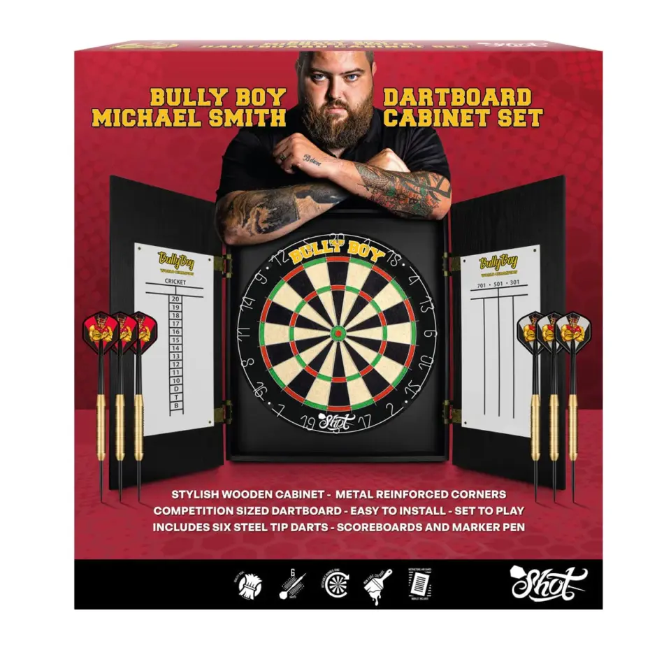 Michael Smith Dartboard Cabinet Set